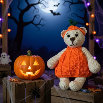 266 Bear with Pumpkin & Witch Halloween Costumes Crochet Pattern #266