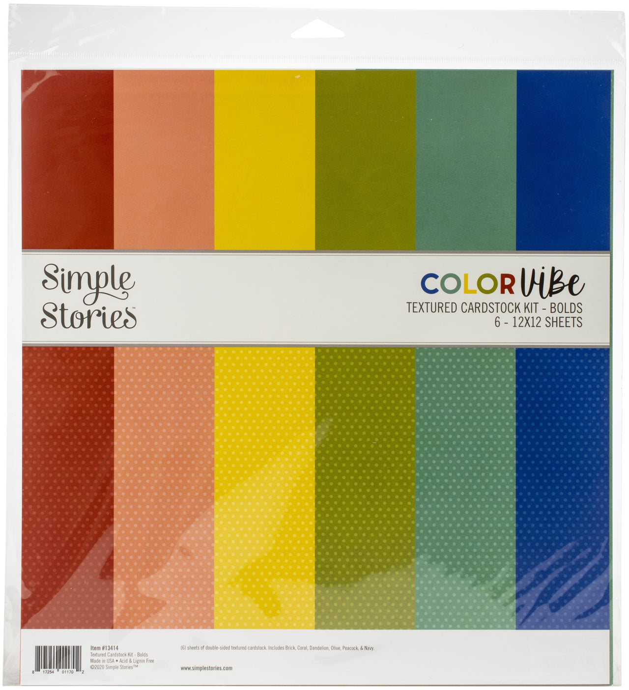 Simple Stories Color Vibe Double-Sided Paper Pack 6/Pkg - Bold
