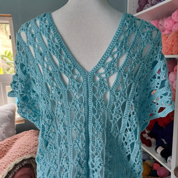 Ice Blue Crochet Lace Blouse