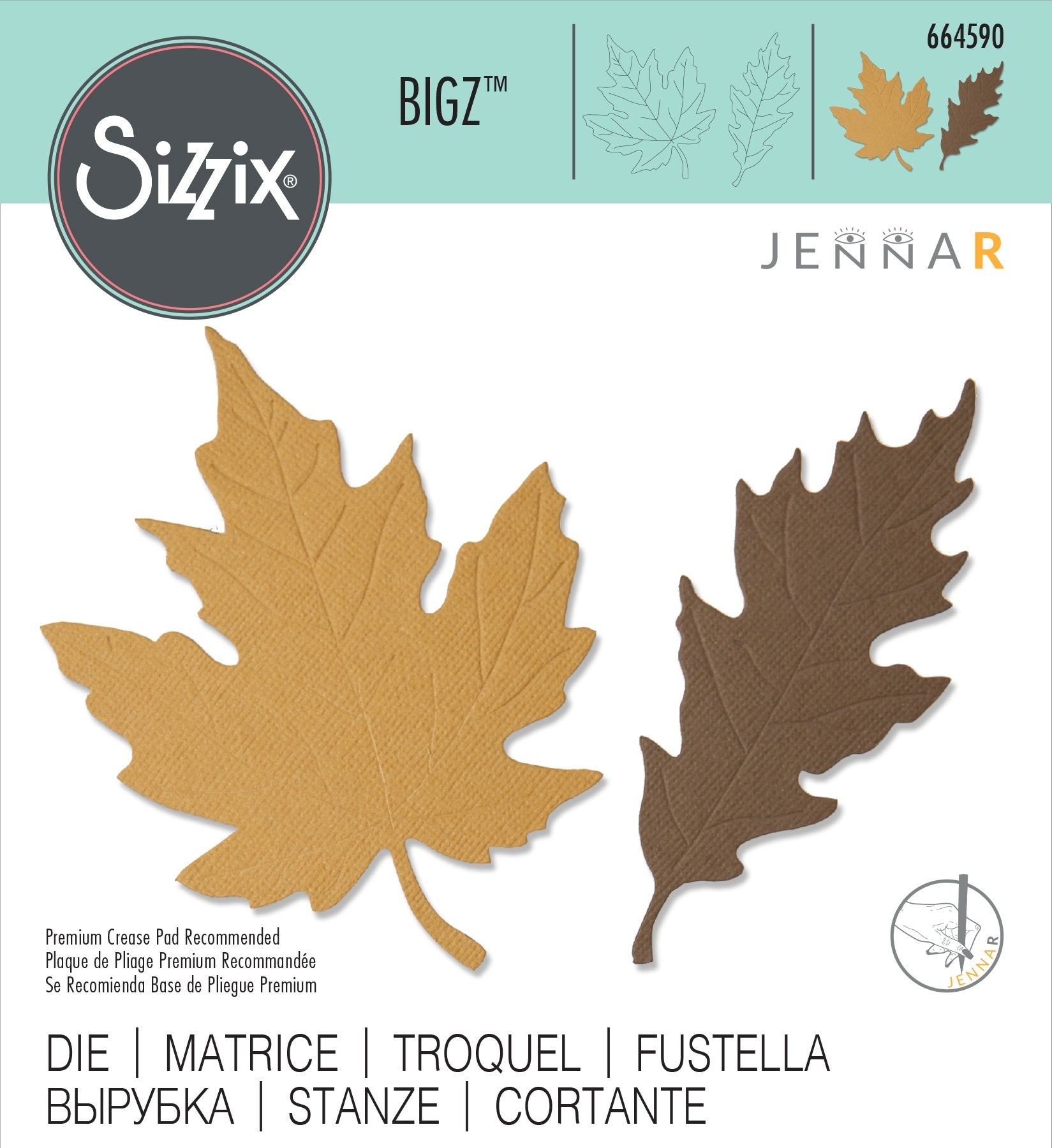 Sizzix Bigz Die By Jenna Rushforth - Autumnal Leaves