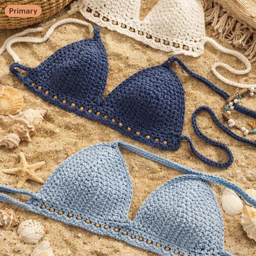 Crochet Beaded Bikini Halter Top