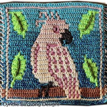 Tropical Cockatoo - mosaic crochet square