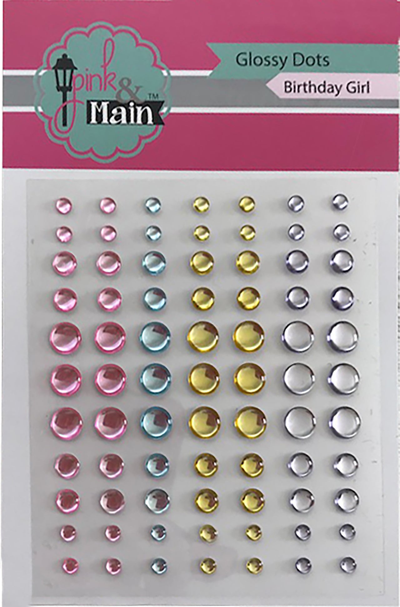 Pink & Main Glossy Adhesive Enamel Dots 77/Pkg - Birthday Girl