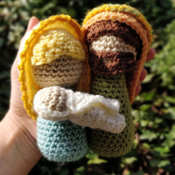 Mini Nativity Scene Christmas Dolls Mary Joseph Baby Jesus Creche Krippe crochet amigurumi