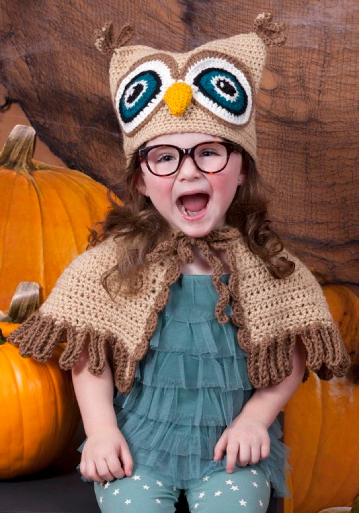 It's a Hoot Owl Hat & Cape in Red Heart Super Saver Economy Solids - LW2824