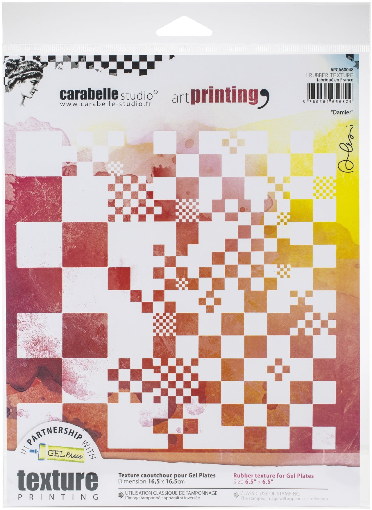 Carabelle Studio Art Printing Square Rubber Texture Plate - Checkerboard