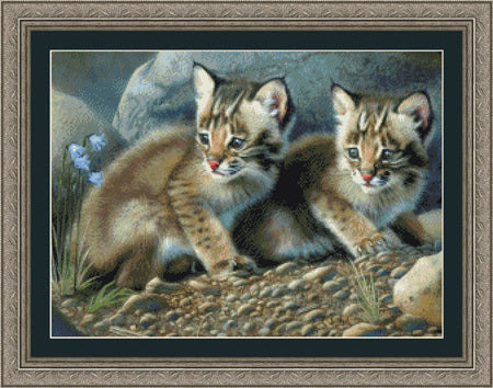 Kustom Krafts Bobcat Kittens Cross Stitch Kit - 48.5cm x 35.5cm