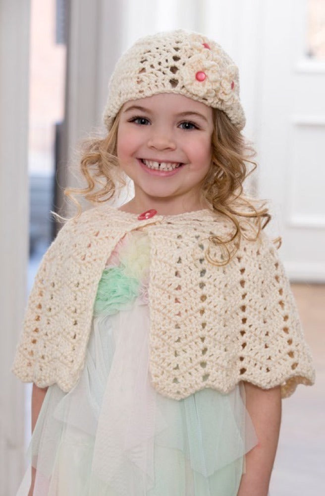 Ripple Hat and Capelet in Red Heart Soft Solids - LW4149