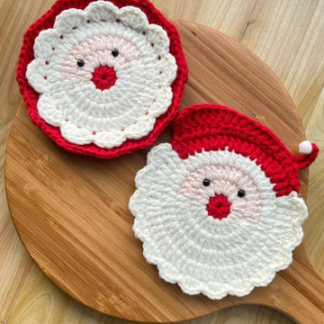 Santa Coaster Free Crochet Patterns for Christmas - Christmas Decoration - Christmas Ornament