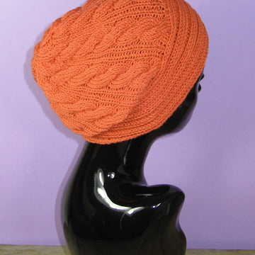 Rib Band Cable Slouch Hat