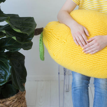 #StitchAwayStress Knit Lemon Pillow