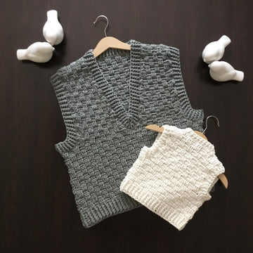 Harmony Basketweave V Collar Vest N 691