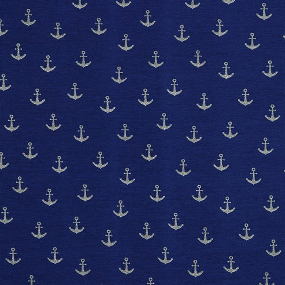 Poppy Fabrics - Glitter Anchor Jersey