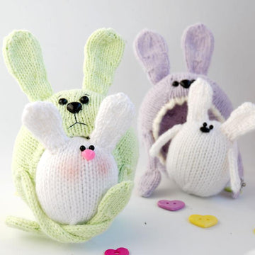 Mothers and children Bunnies. Marsupial Bunny. Pregnant rabbit.