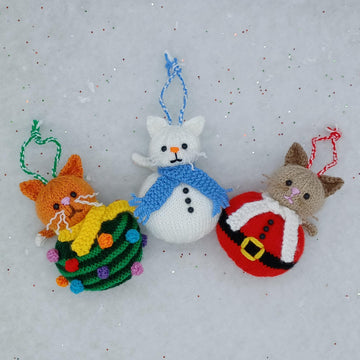 PDF Christmas KNITTING PATTERN Cat-mas Bauble Decoration Dk Hanging Decoration Cute Cat Moggy Ornaments Christmas Tree Santa Snowman Snowcat