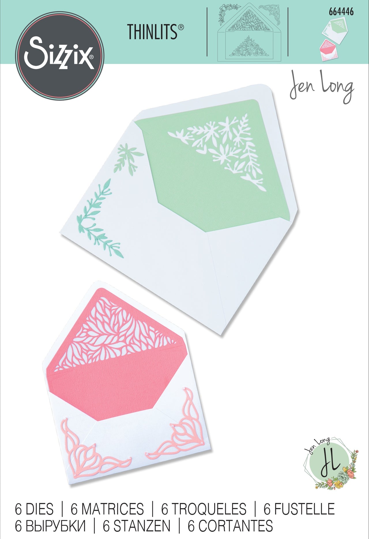 Sizzix Thinlits Dies By Jen Long 6/Pkg - Botanical Envelope Liners