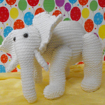 NURSERY WHITE ELEPHANT TOY KNITTING PATTERN - MADMONKEYKNITS