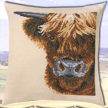 Permin Highland Cow Cross Stitch Kit - 40cm x 40cm