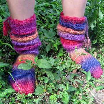 Rainbows and Laces, crochet socks