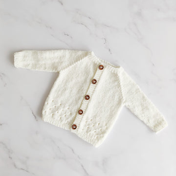 Baby cardigan DK knitting pattern - Angus baby raglan cardigan