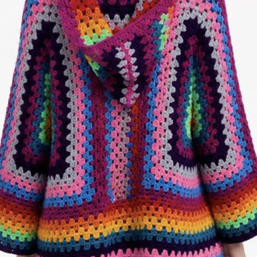 Hexagon Granny Square Crochet Hoodie Cardigan