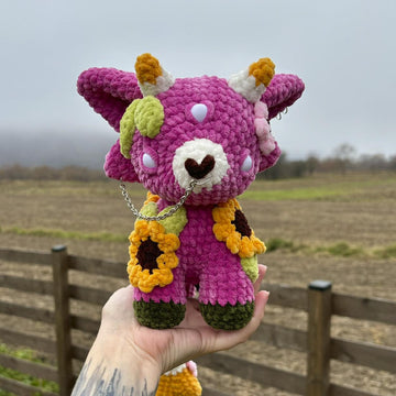 Pink Floral Monster | Crochet Pattern | Pink mysterious creature with flowers and leaves