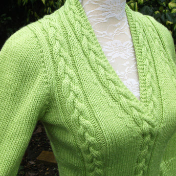 Cabled V Neck Fitted Sweater