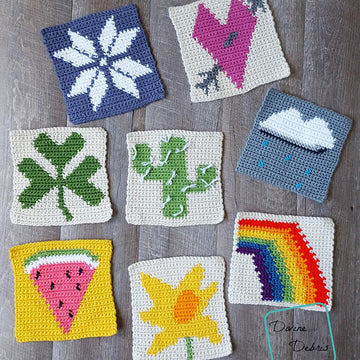 8" Tapestry Cactus Afghan Square
