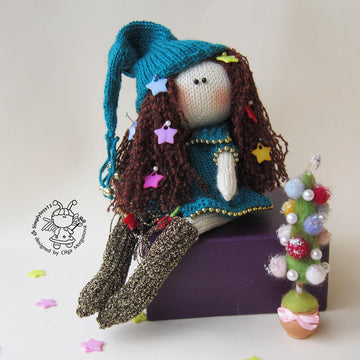Doll with Christmas Tree dress