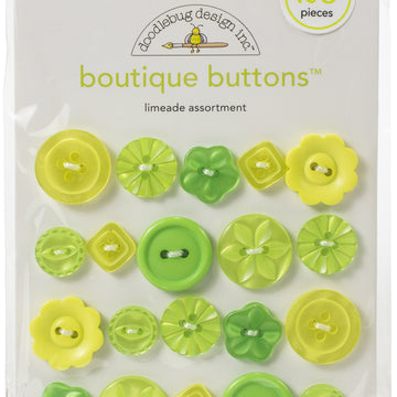 Doodlebug Boutique Buttons 20/Pkg - Limeade