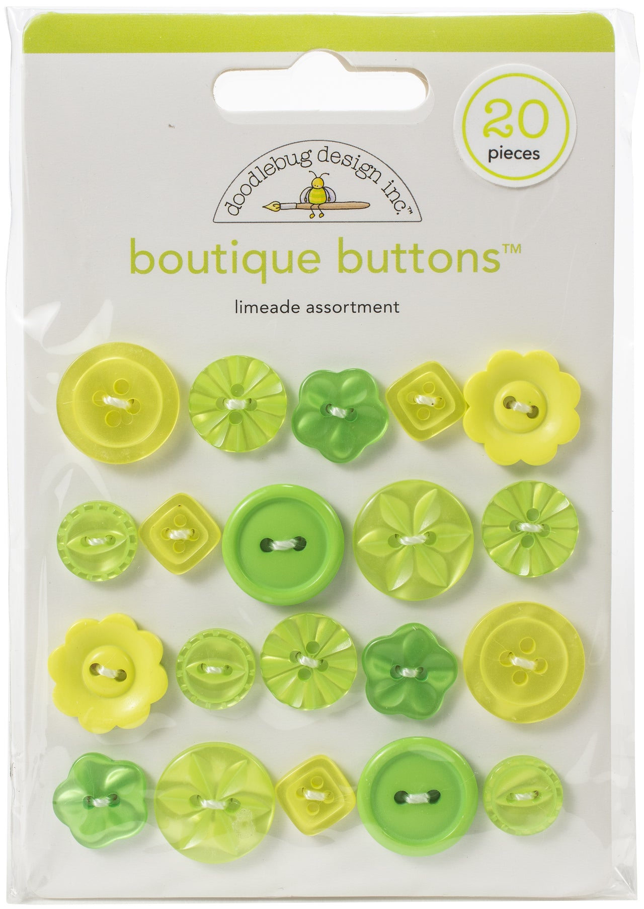 Doodlebug Boutique Buttons 20/Pkg - Limeade