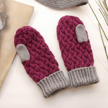 Handschuhe - Flechtmuster-Fäustlinge Gr. XS - XXL - No.190