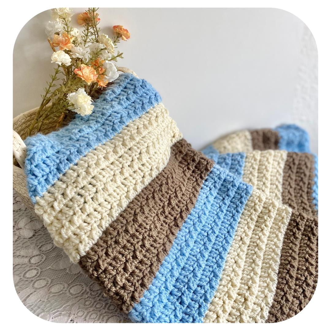 Little Boy Blue blanket crochet pattern in 5 sizes - DIGITAL DOWNLOAD - Mumsy Makes Crochet