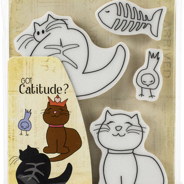 Prima Marketing Julie Nutting Mixed Media Cling Rubber Stamp - Snooty Cats