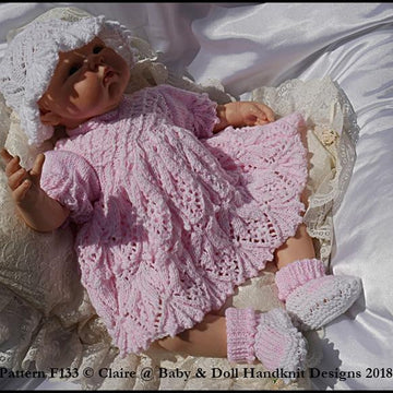 Leaves and Bobbles Dress Set 16-22” doll or preemie-3m+ baby