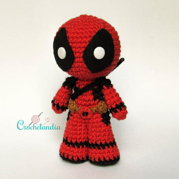 Deadpool amigurumi doll - crochet pattern by Crochelandia