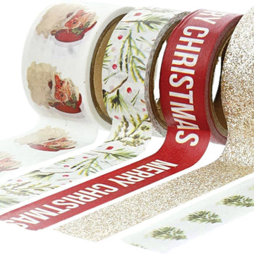 Teresa Collins Washi Tape Tube 5/Pkg - Christmas Story Santa