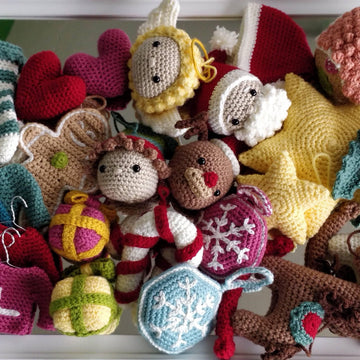 Christmas Ornaments Bundle Crochet angel elf reindeer santa rocking horse gingerbread house cookie sugar cane mistletoe