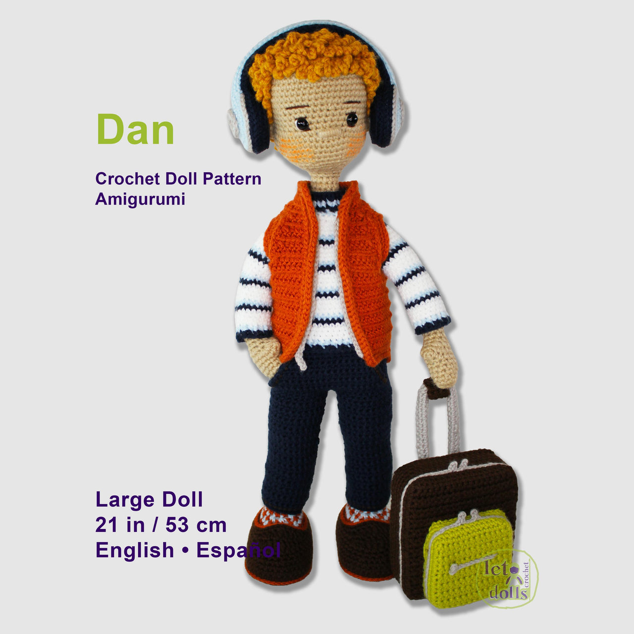 21 inch crochet doll pattern PDF, Large amigurumi doll, Dan