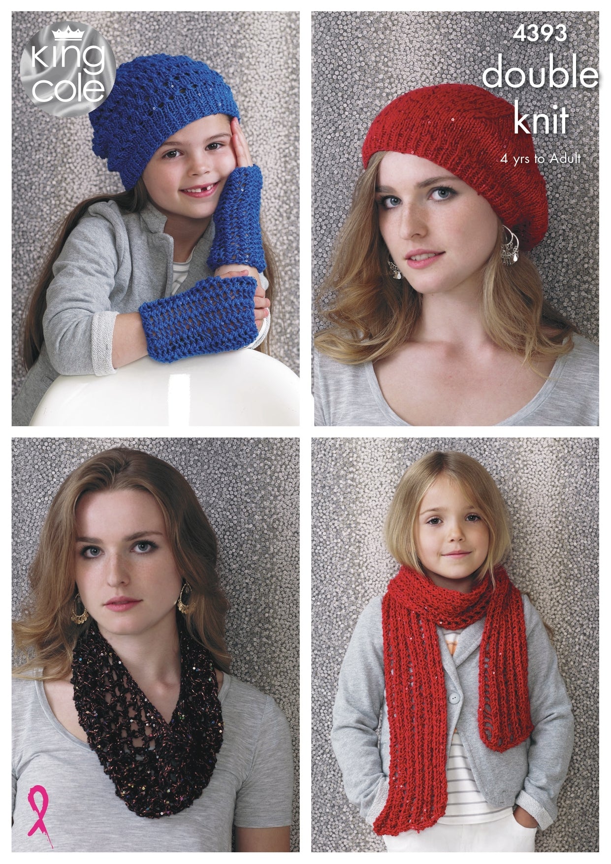 Hats, Scarf & Snood in King Cole Smooth DK and Cosmos - 4393 - Downloadable PDF