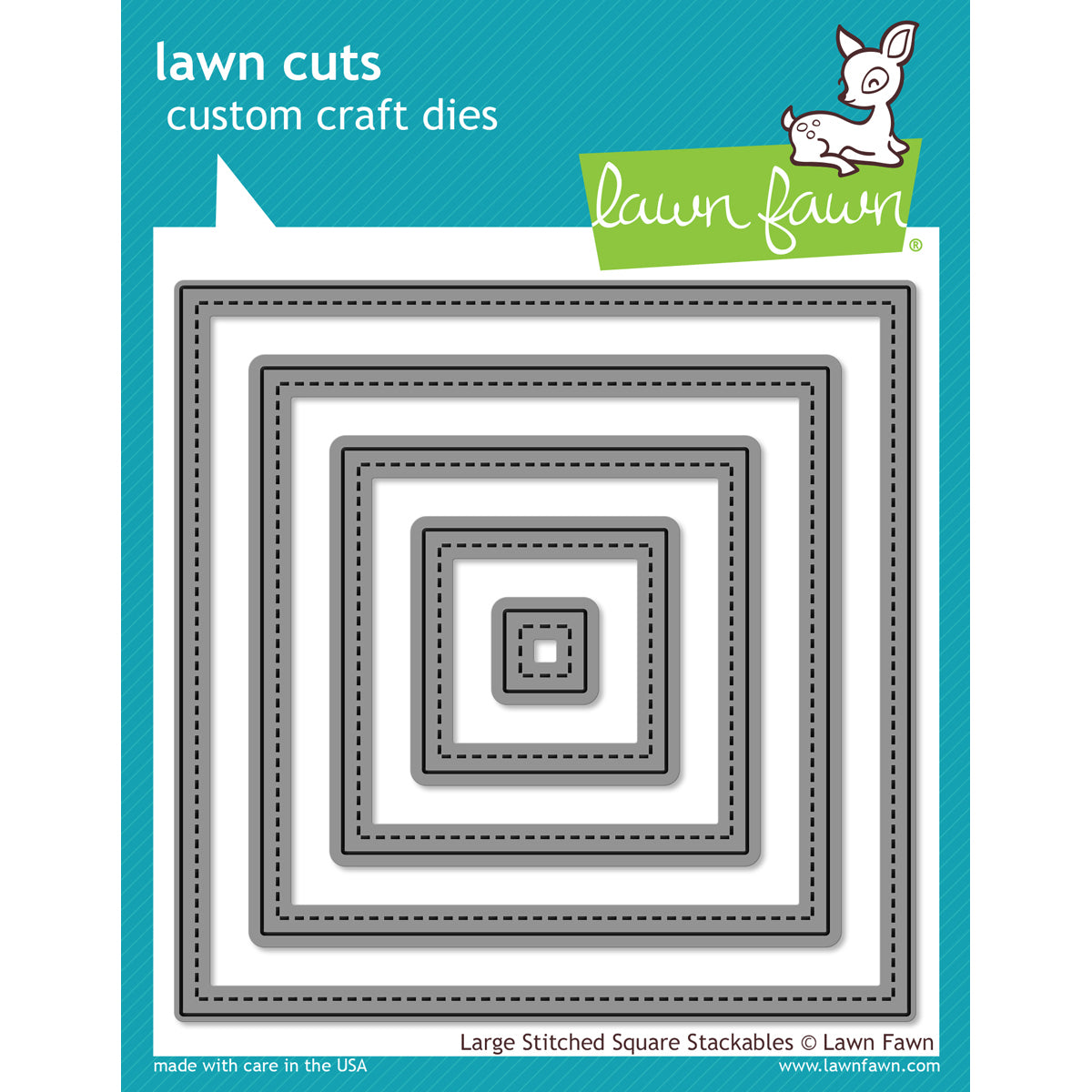 Lawn Fawn Lawn Cuts Custom Craft Stackables Dies - Large Stitched Squares, .5" To 4.5"
