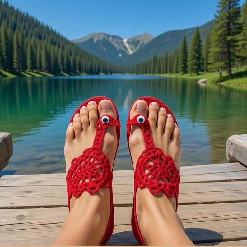 Crochet Goose Barefoot Sandal Pdf + Video Tutorials
