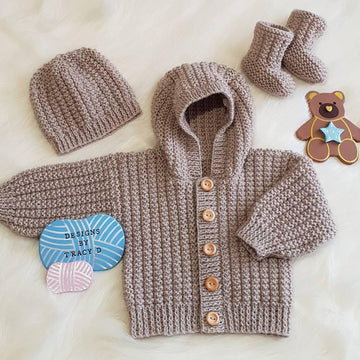 Buddy baby hoody knitting pattern 0-3mths & 6-12mths