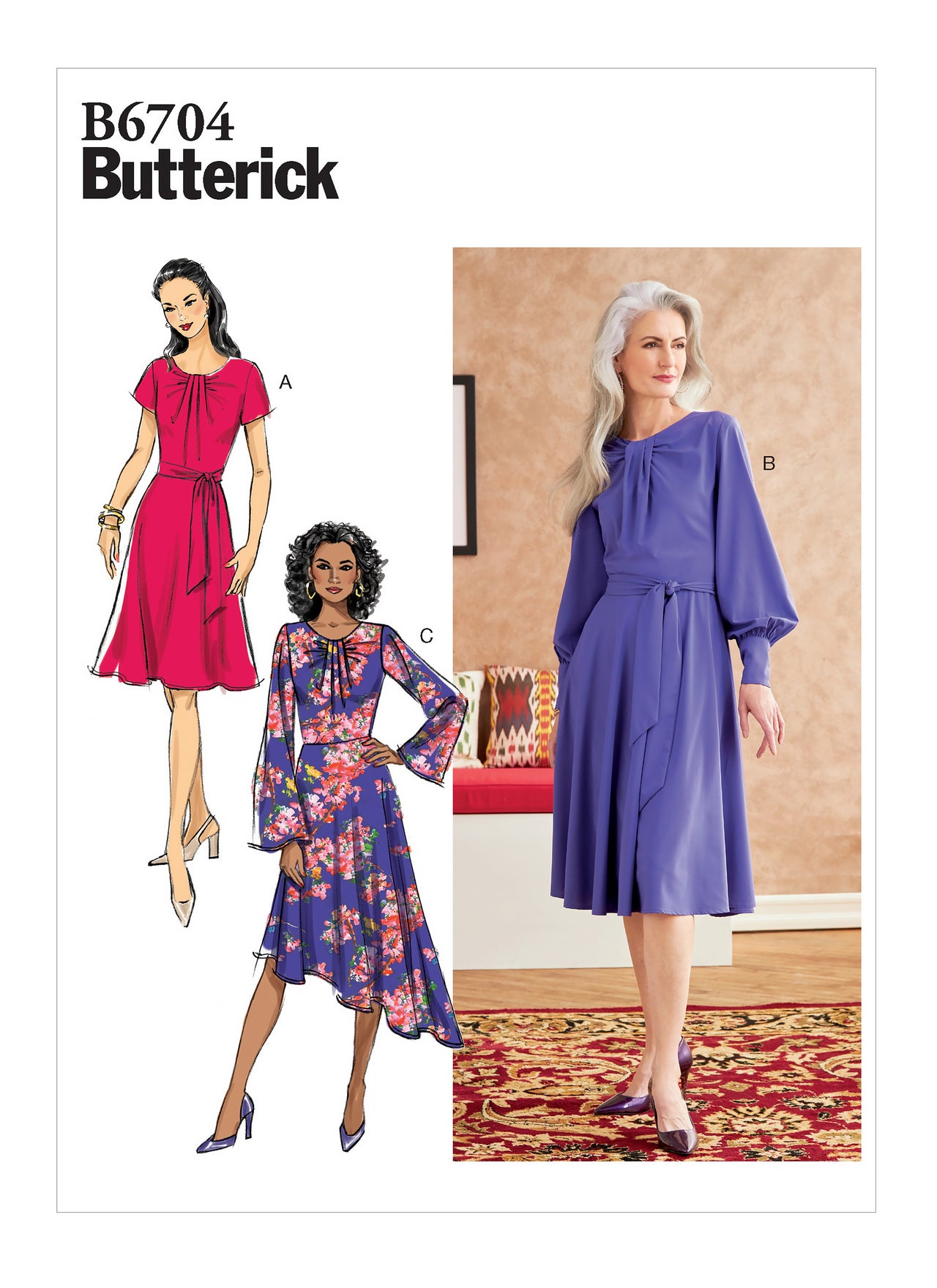 Butterick Misses' Dress & Sash B6704 - Sewing Pattern