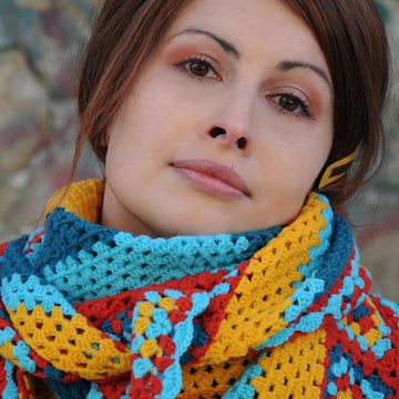 Cozy Corners triangular crochet scarf