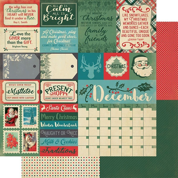 Authentique Paper Calendar Collection Double-Sided Cardstock 12"X12" 18/Pkg - December Sentiments