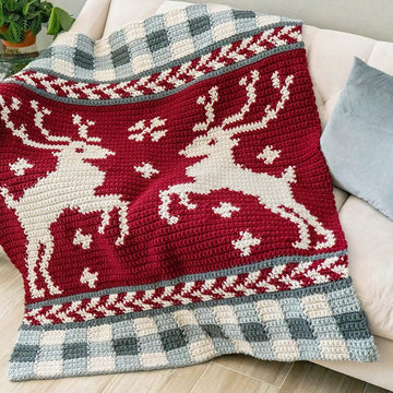 Prancing Deer Crochet Blanket