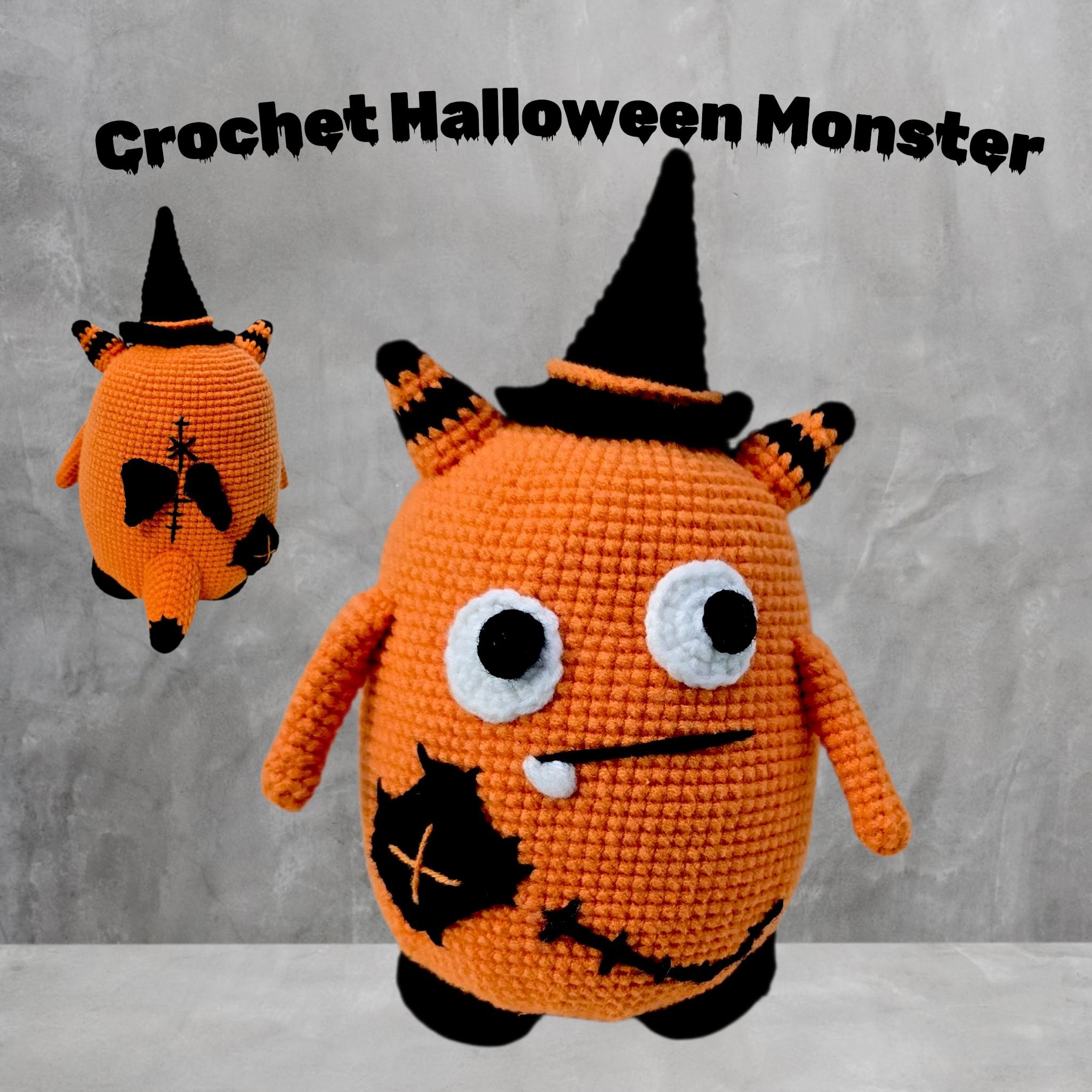 Crochet Halloween Monster Amigurumi Pattern - Pumpkin Witch Monster Low Sew Toy