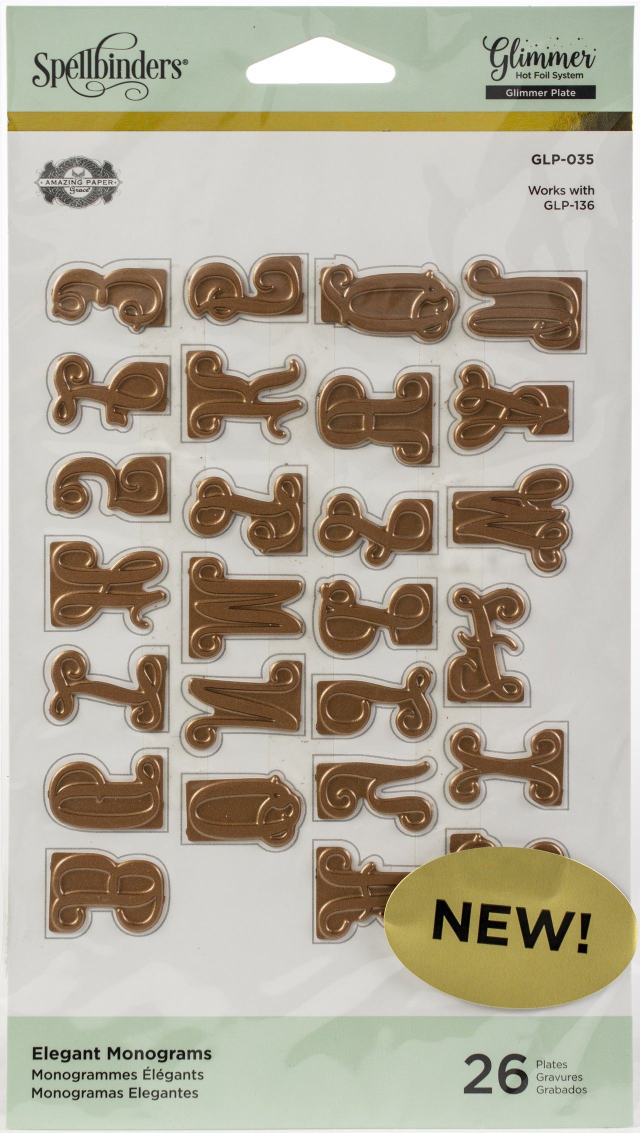 Spellbinders Glimmer Hot Foil Plate - Elegant Monograms