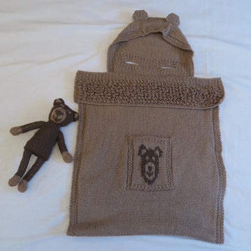 Brown Bear Hooded Car Seat Blanket